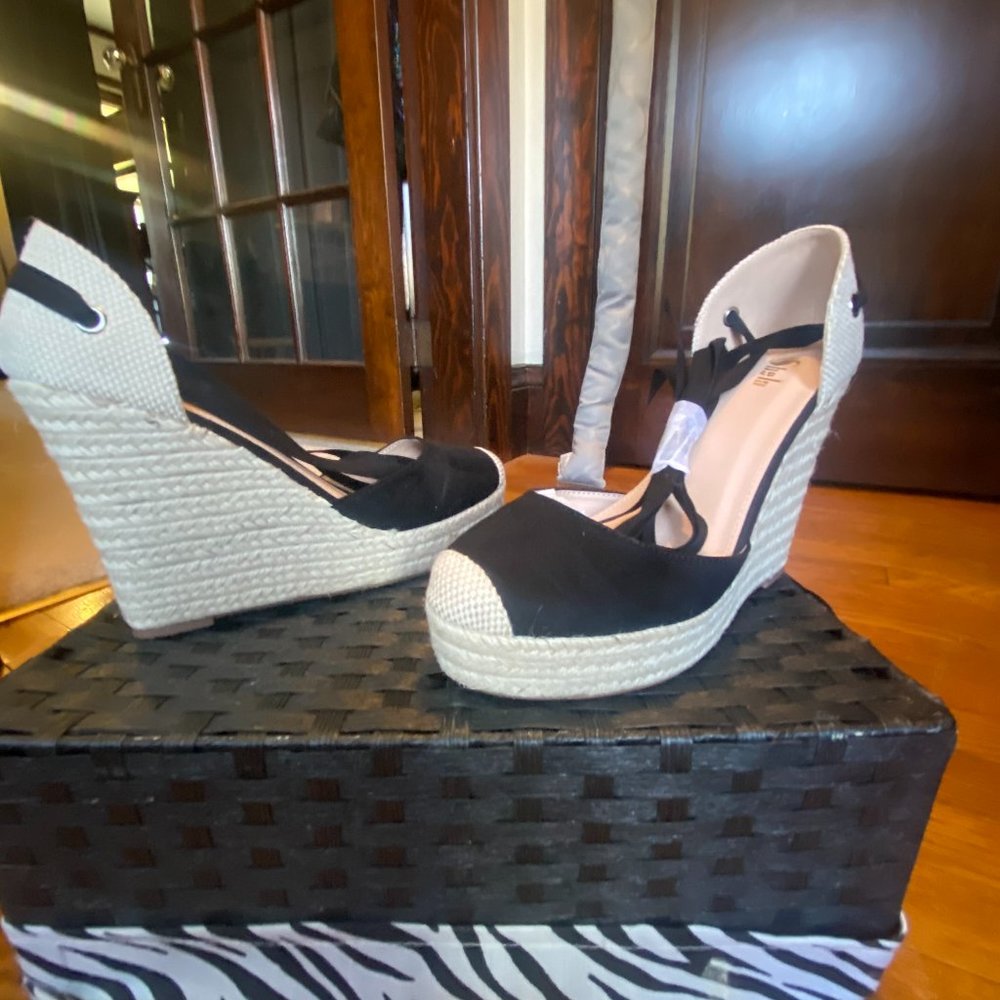 Tie Leg Espadrille Wedge Sandals